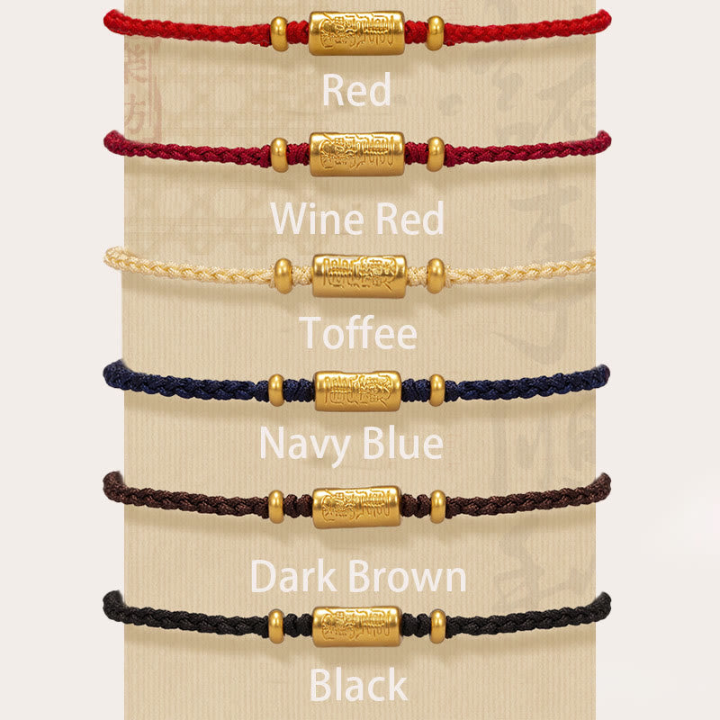 999 Gold Good Luck Amulet Carved Design Handmade Strength?Braided Rope Bracelet