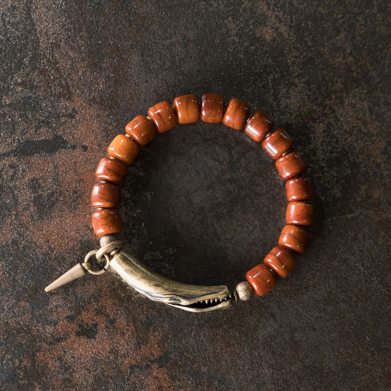 Yak Bone Copper Cone Pendant Strength Bracelet
