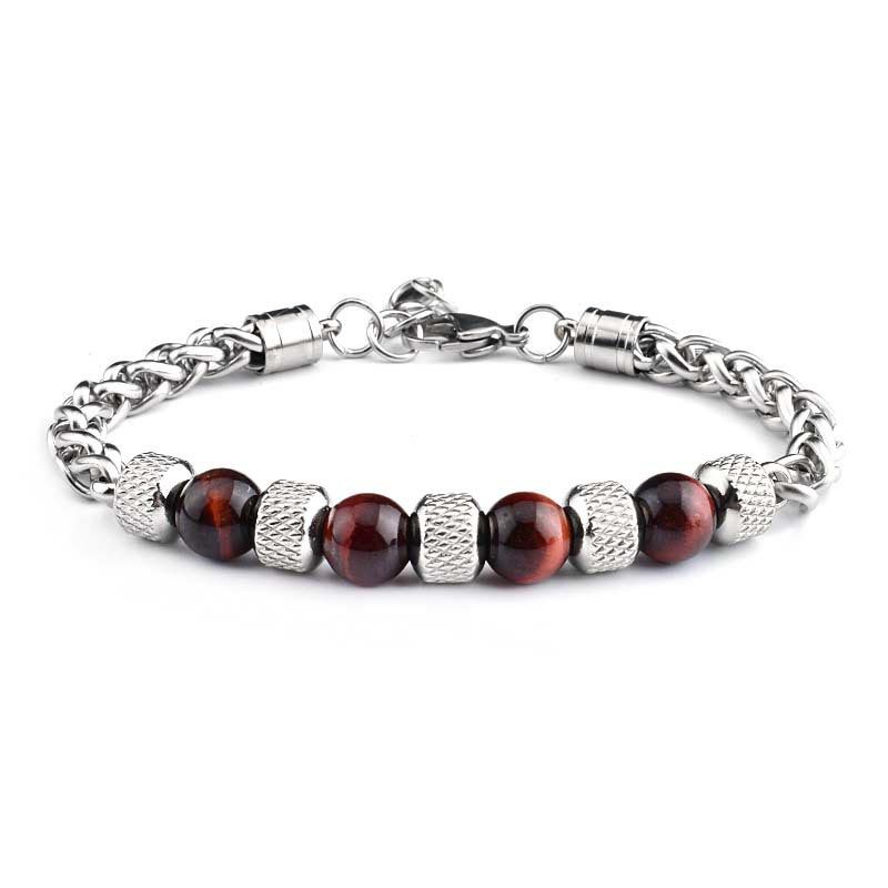 Black Onyx Tiger Eye Bead Courage Bracelet