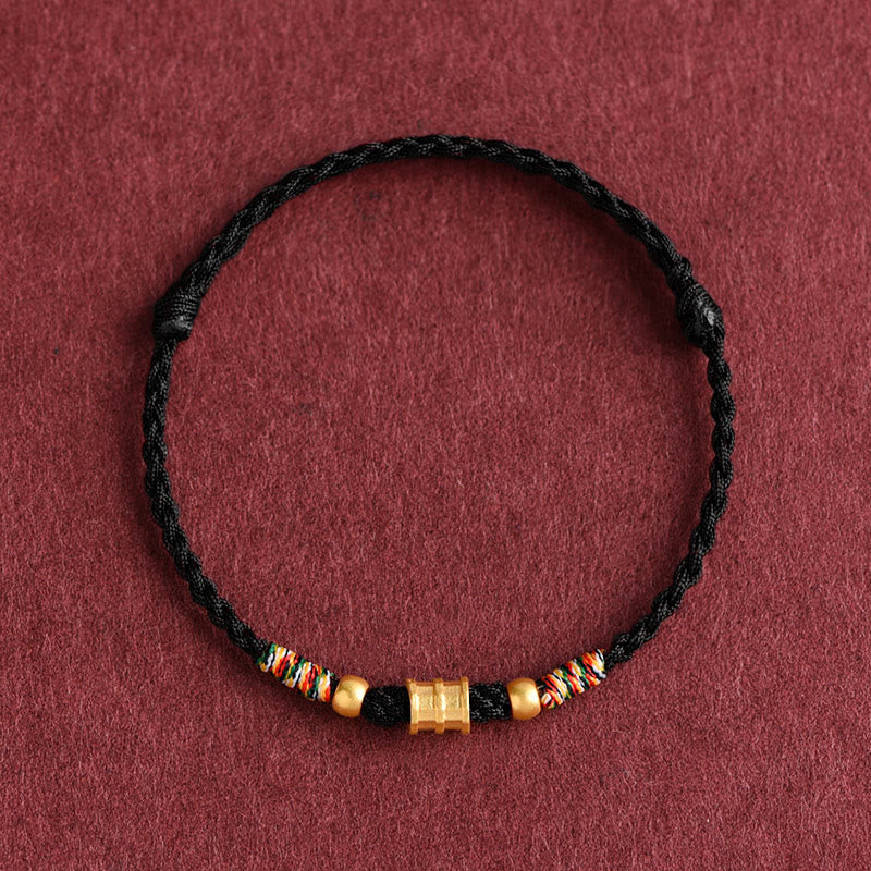 999 Gold Small Bucket Shape Design Handmade Luck?Braided Rope Bracelet Anklet
