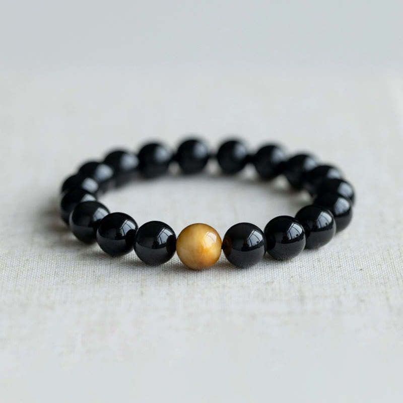 Natural Rainbow Obsidian Tiger Eye Positive Love Bracelet