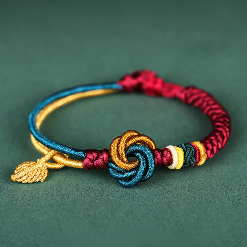 Tibetan Handmade Mandala Knot Leaf Luck Rope Bracelet
