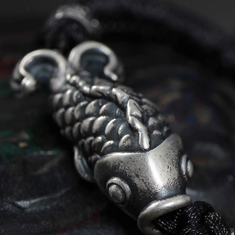 Silver Luck Koi Fish Braided String Bracelet