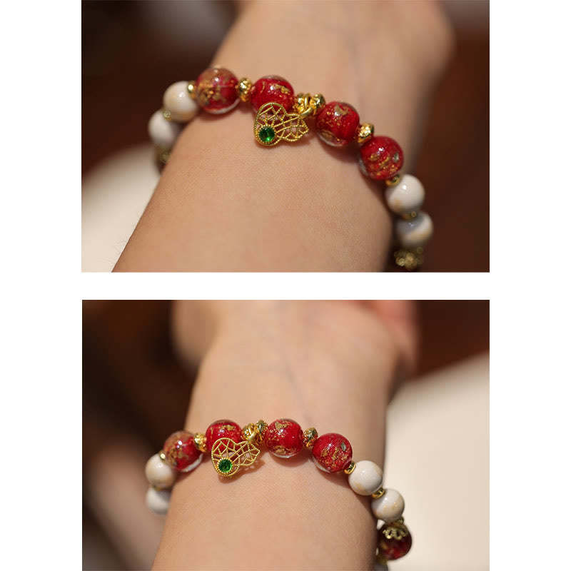 Gourd God Of Wealth Charm Fortune Liuli Glass Bead Incense Ash Porcelain Bead Bracelet