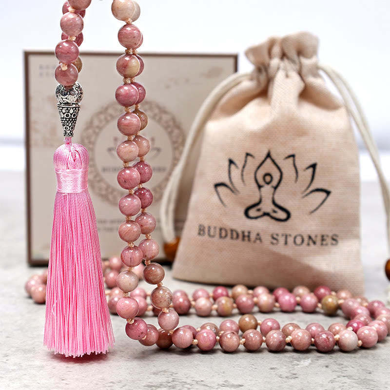 108 Mala Rhodonite Beads Yoga Meditation Prayer Beads Bracelet
