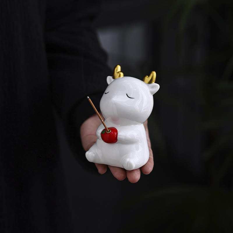 Cute Deer Holder Healing Ceramic Incense Burner Desk Decoration