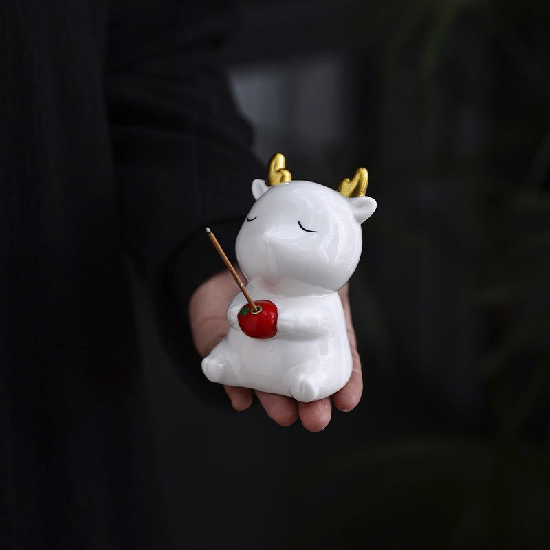 Cute Deer Holder Healing Ceramic Incense Burner Desk Decoration