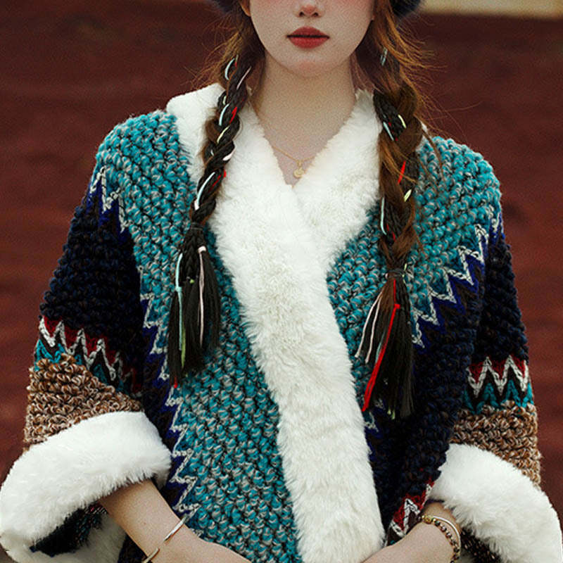 Tibetan Multicolored Striped Shawl Winter Cozy Travel Scarf Wrap