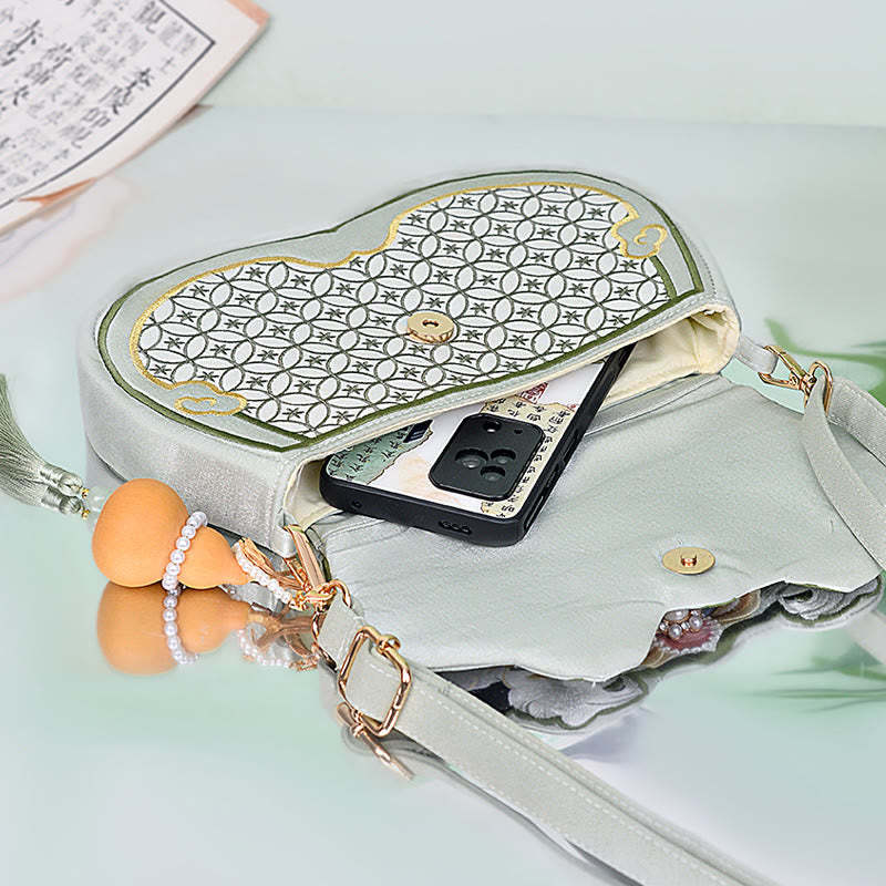 Panda Flowers Gourd Pendant Shoulder Bag Crossbody Bag