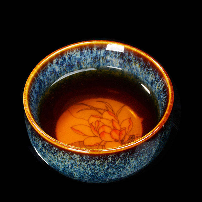 Lotus Dragon Phoenix Koi Fish Chinese Jianzhan Ceramic Teacup Kung Fu Tea Cup 110ml
