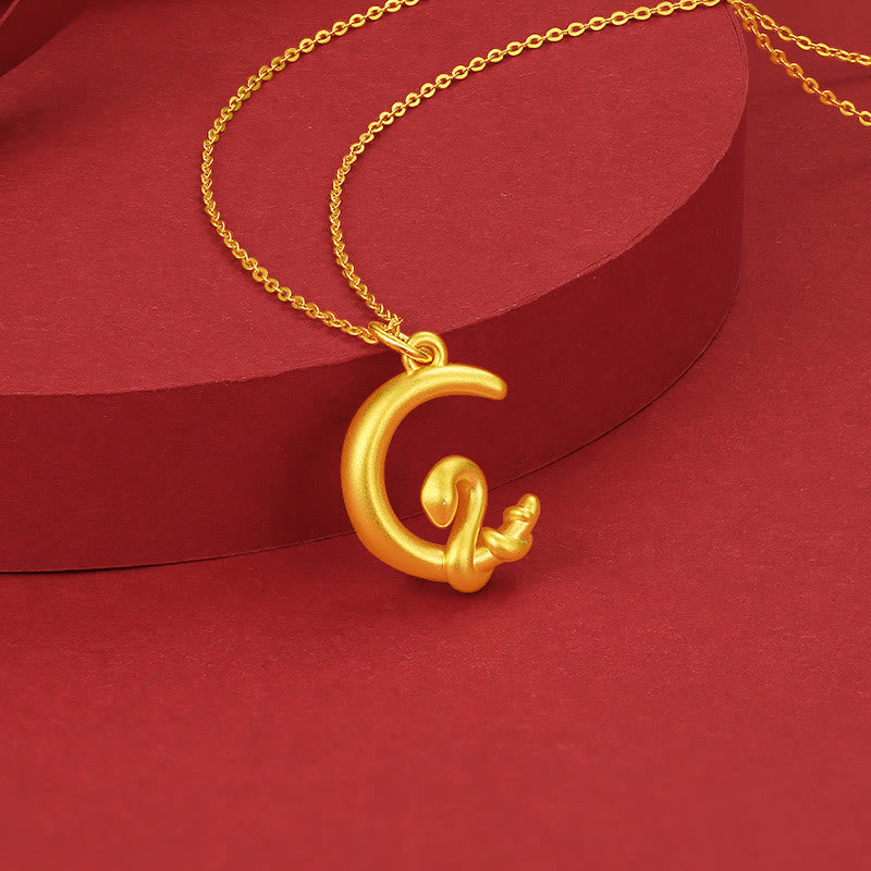 999 Gold Moon Year Of The Snake Luck Necklace Pendant