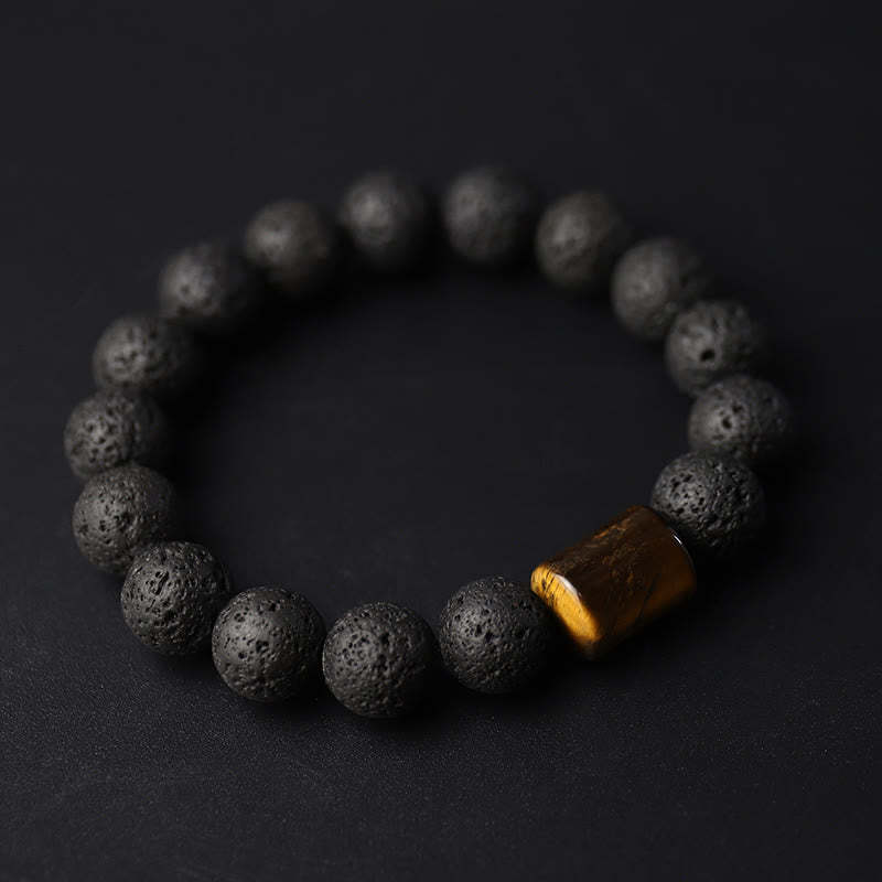 Lava Rock Ebony Wood Tiger Eye Support Healing Bracelet