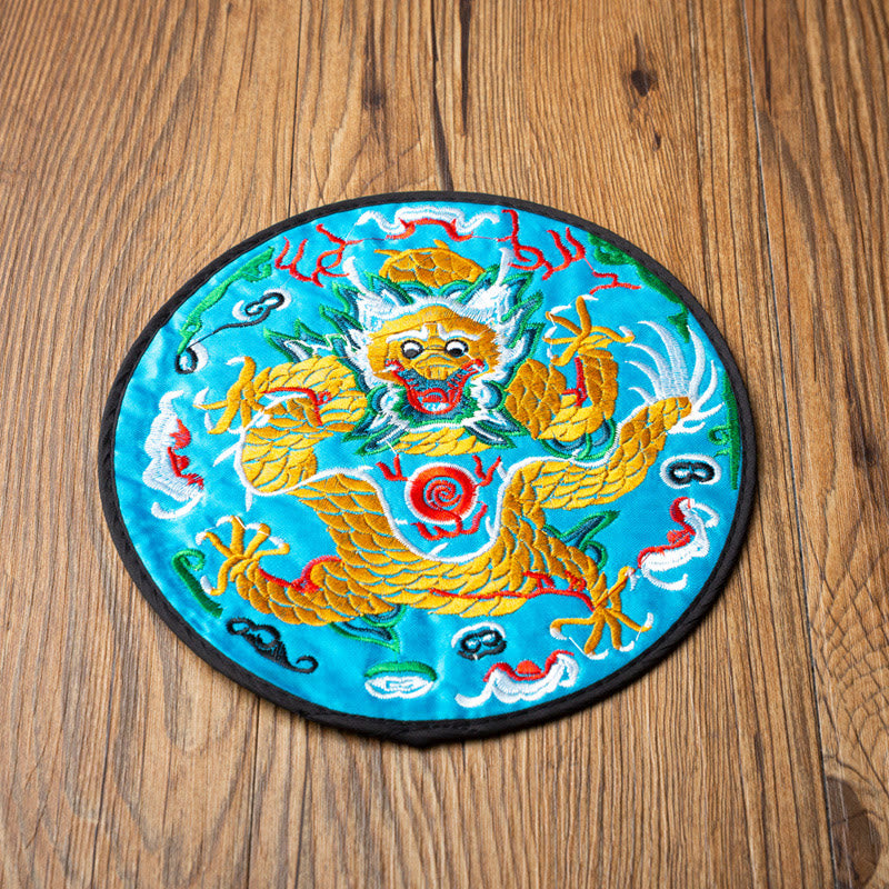 Dragon Embroidery Cup Mat Pad Tea Cup Coaster Kung Fu Tea Mat