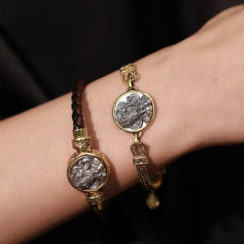 Tibetan 925 Sterling Silver Zakiram Goddess of Wealth Blessing Protection Bracelet