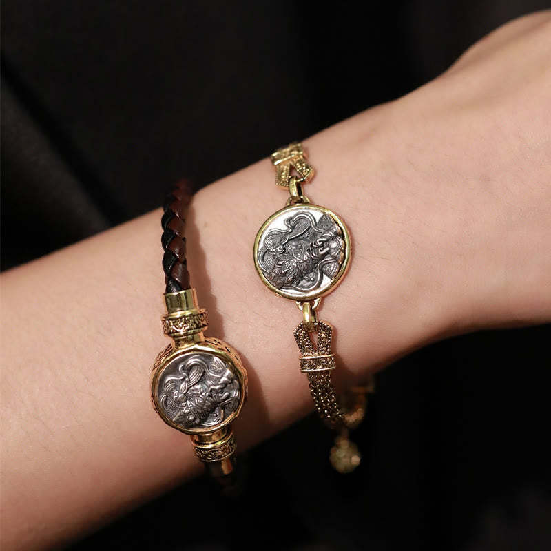 Tibetan 925 Sterling Silver Zakiram Goddess of Wealth Blessing Protection Bracelet