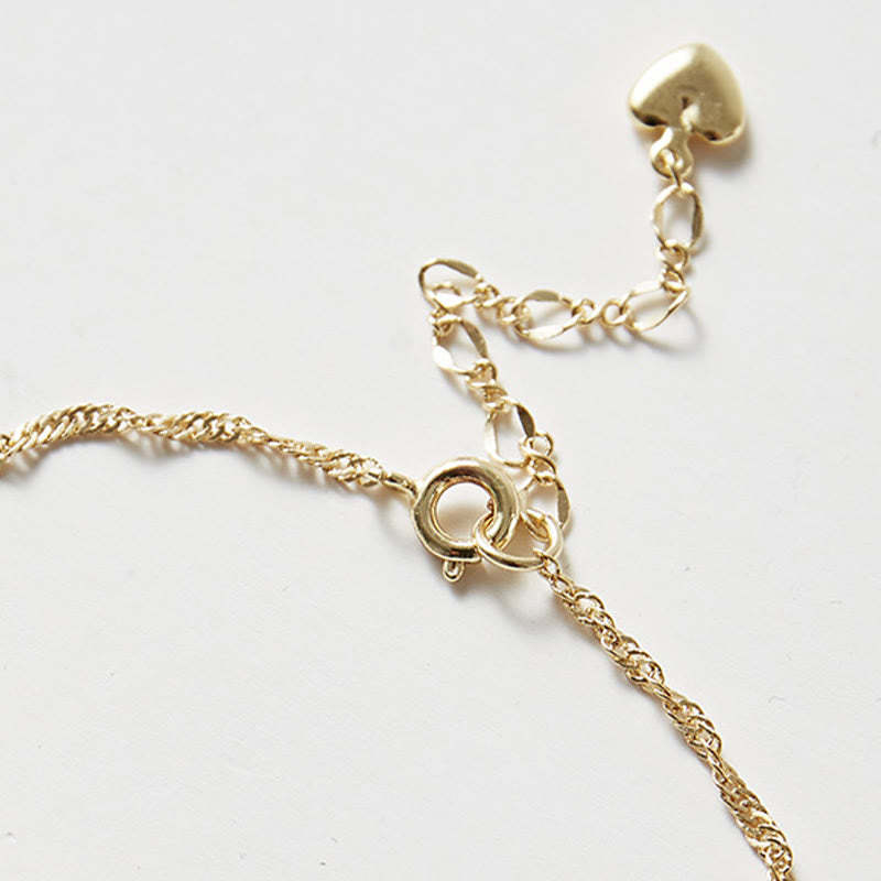 14K Gold Plated Hetian Jade Golden Rose Flower Luck Chain Bracelet