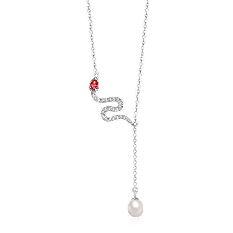 925 Sterling Silver Pearl Year Of The Snake Blessing Necklace Pendant