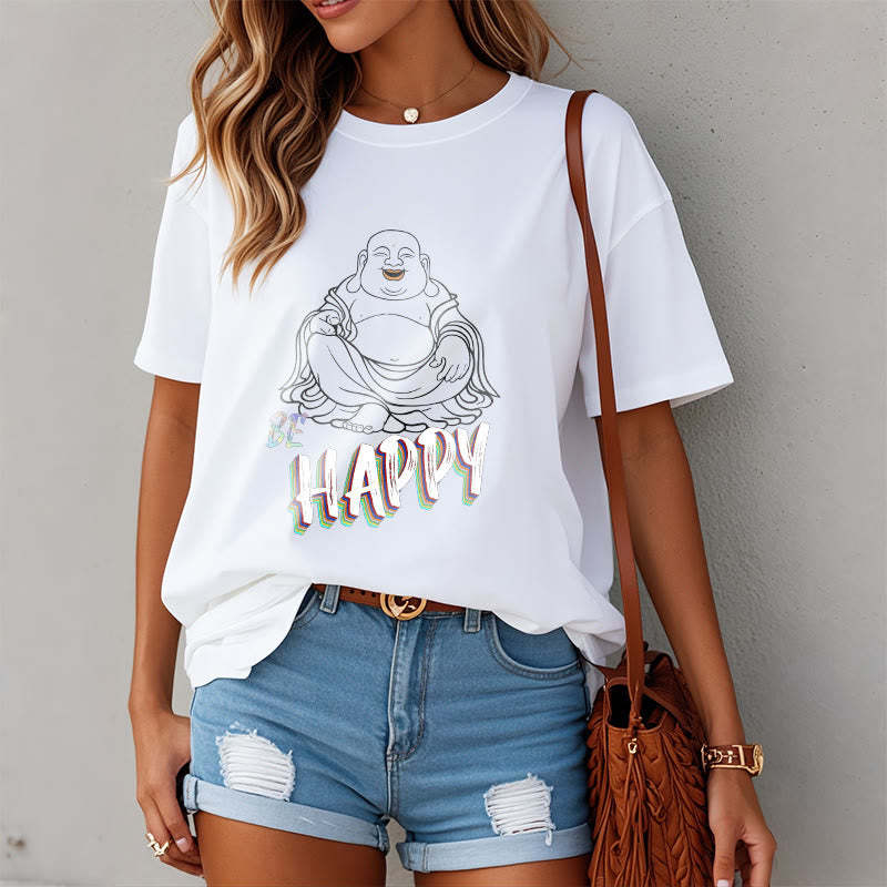 BE HAPPY Laughing mystic zen Tee T-shirt