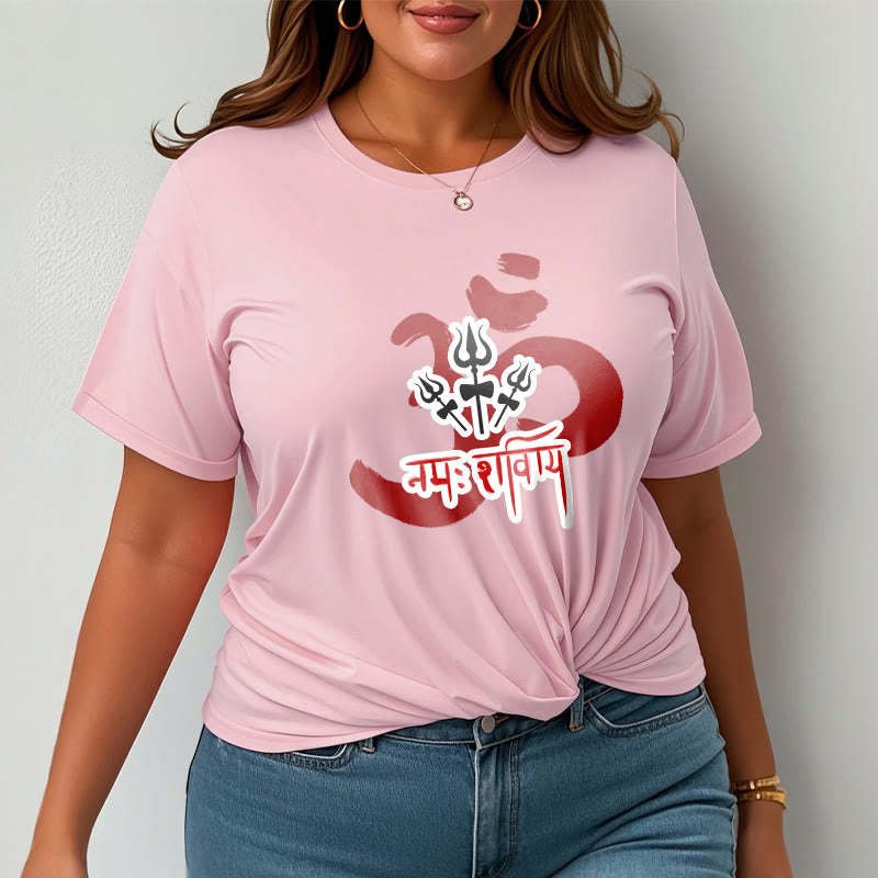 OM NAMAH SHIVAYA Three Small Tridents Cotton Tee T-shirt