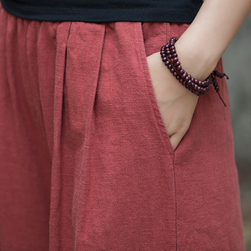 Retro Wide Leg Pants Casual Women's Yoga Pants With Pockets
