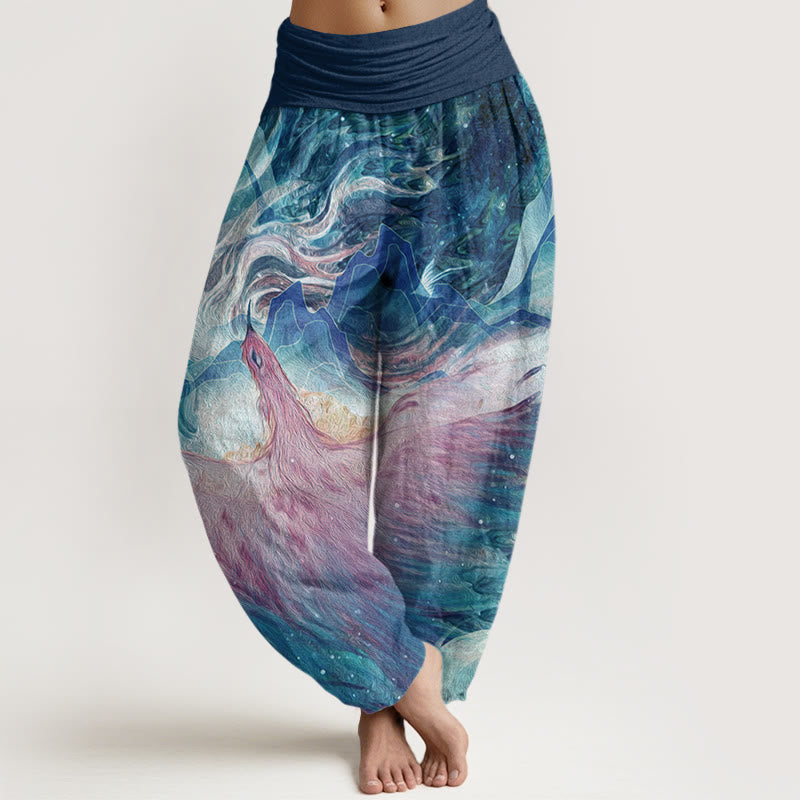 Mythical Creature Pattern Women's Elastic Waist Harem Pants