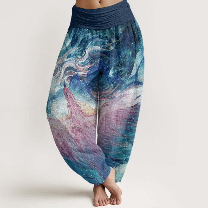 Mythical Creature Pattern Women's Elastic Waist Harem Pants