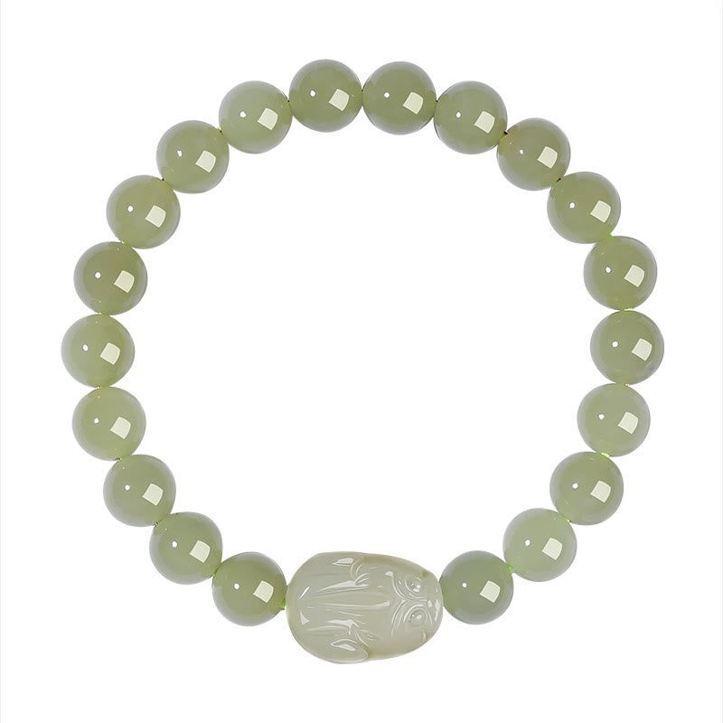 Natural Hetian Jade PiXiu Carved Luck Bracelet