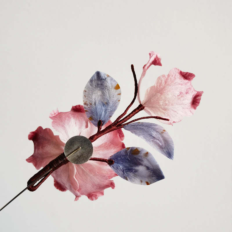 Handmade Velvet Flower Mulberry Silk Red Flower Brooch