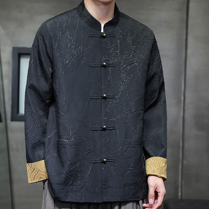 Tang Suit Casual Frog-button Long Sleeve Nylon Men's Jacket Shirt Clothing