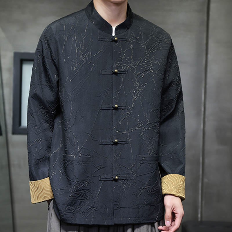 Tang Suit Casual Frog-button Long Sleeve Nylon Men's Jacket Shirt Clothing