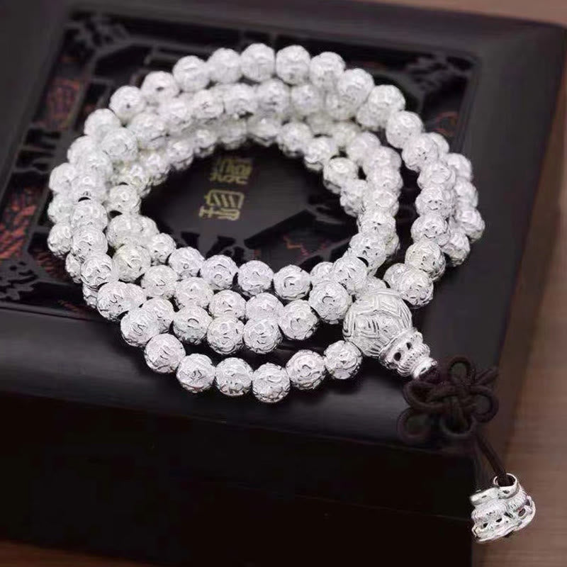 Tibetan Om Mani Padme Hum Carved Alloy Beads Amulet Bracelet (Extra 35% Off | USE CODE: FS35)