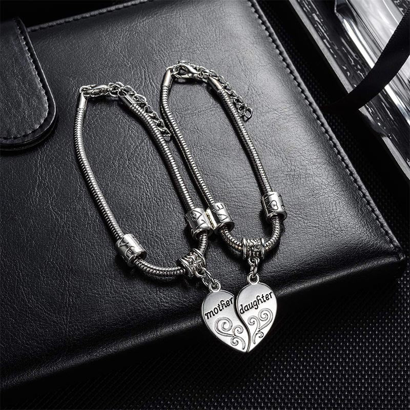 2pcs Matching Heart Mother Daughter Bracelets