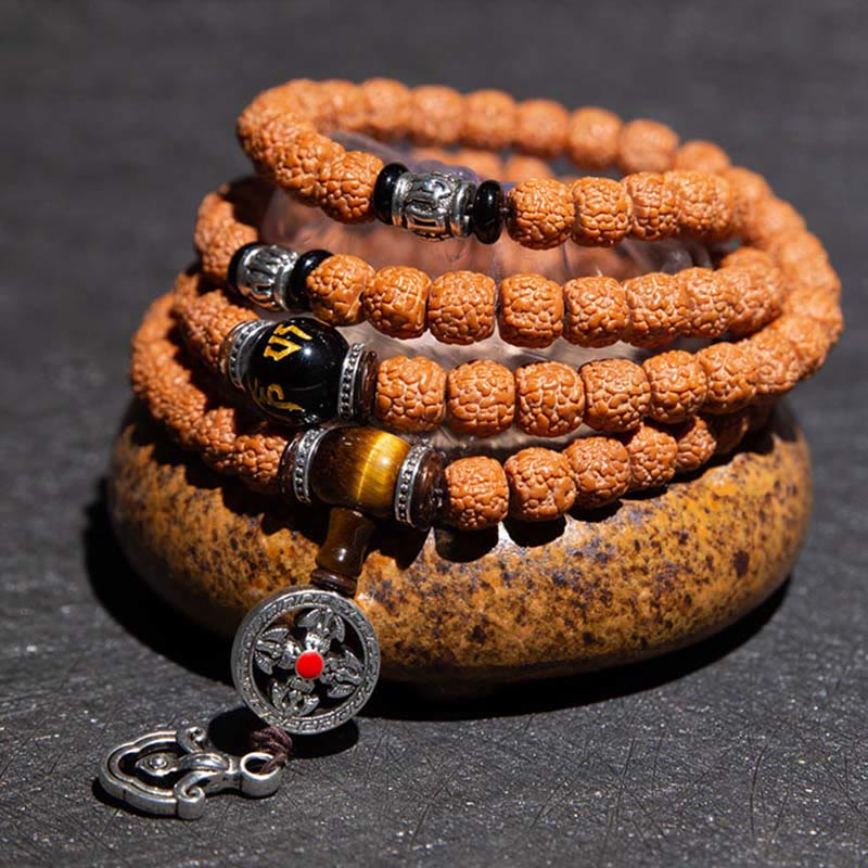 Tibet 108 Mala Beads Rudraksha Bodhi Seed Chinese Zodiac Natal mystic zen Wealth Charm Bracelet