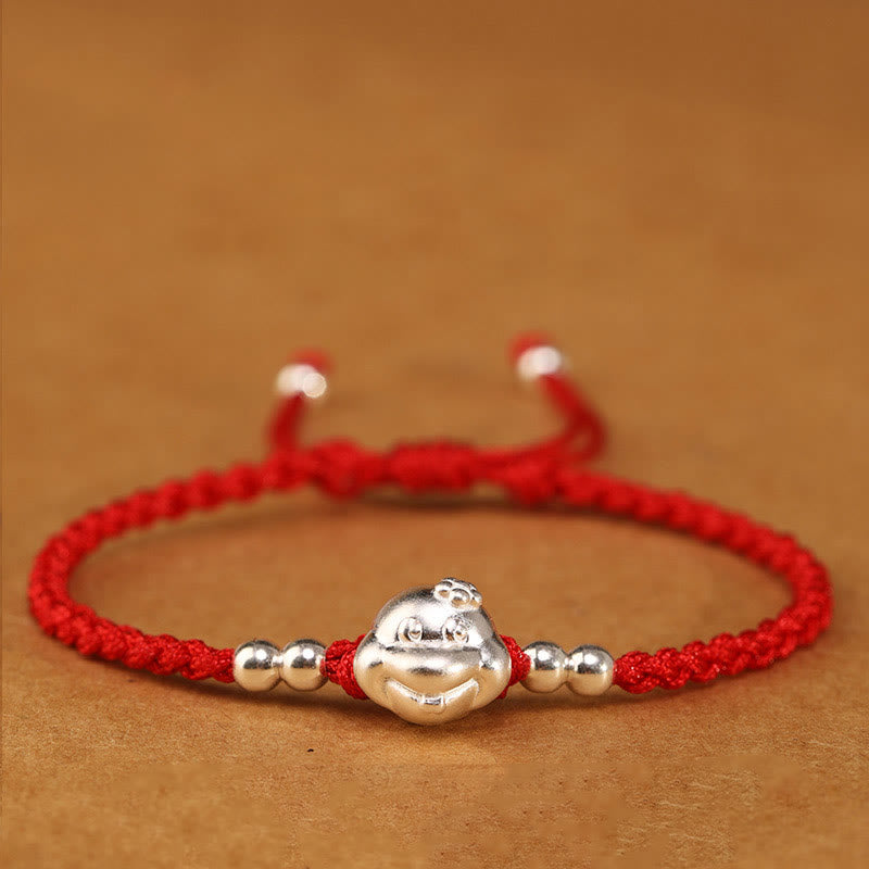 Red String 999 Sterling Silver Snake Head Year of the Snake Luck Bracelet