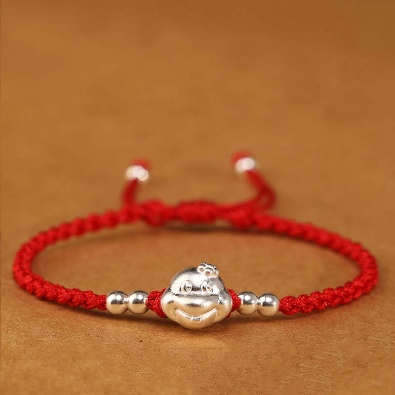 Red String 999 Sterling Silver Snake Head Year of the Snake Luck Bracelet