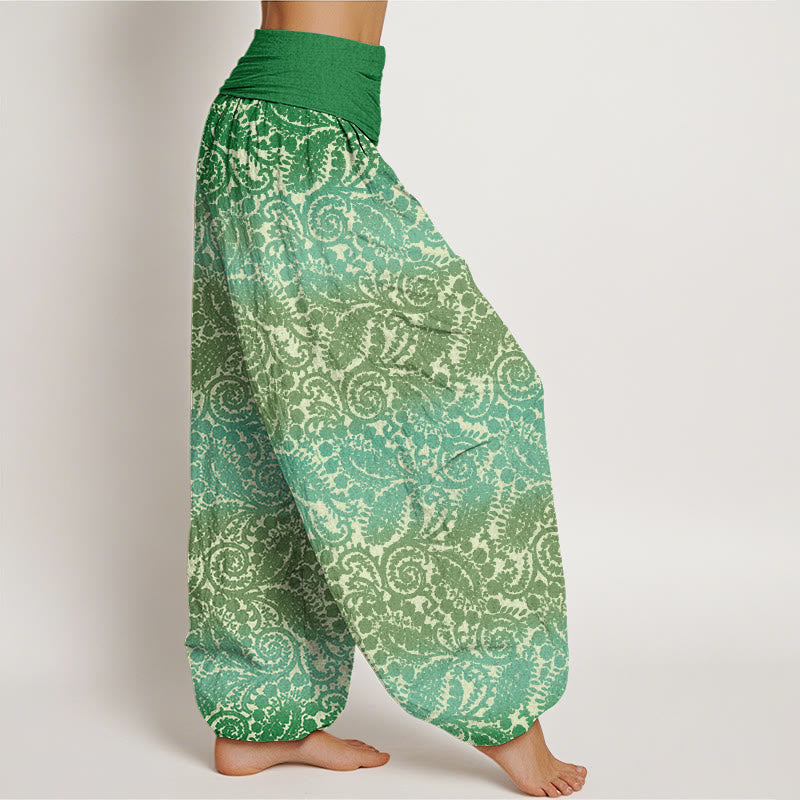 Casual Geometric Rotating Flower Leaves Women's Elastic Waist Harem Pants