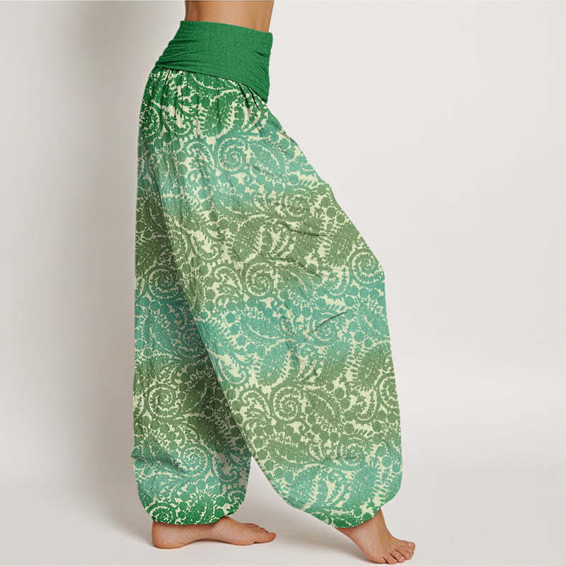 Casual Geometric Rotating Flower Leaves Women's Elastic Waist Harem Pants