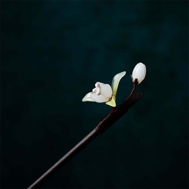 Pearl Flower Leaf Butterfly Happiness Hairpin