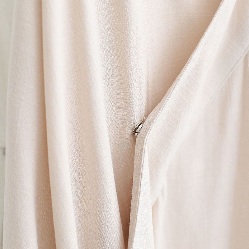 2Pcs V-Neck Men's Long Sleeve Shirt Top Pants Meditation Zen Tai Chi Cotton Linen Clothing Set