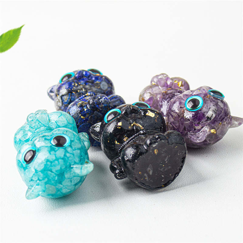 Cute Cat Lazurite Amethyst Black Obsidian Aquamarine Crystal Resin Positive Home Decoration