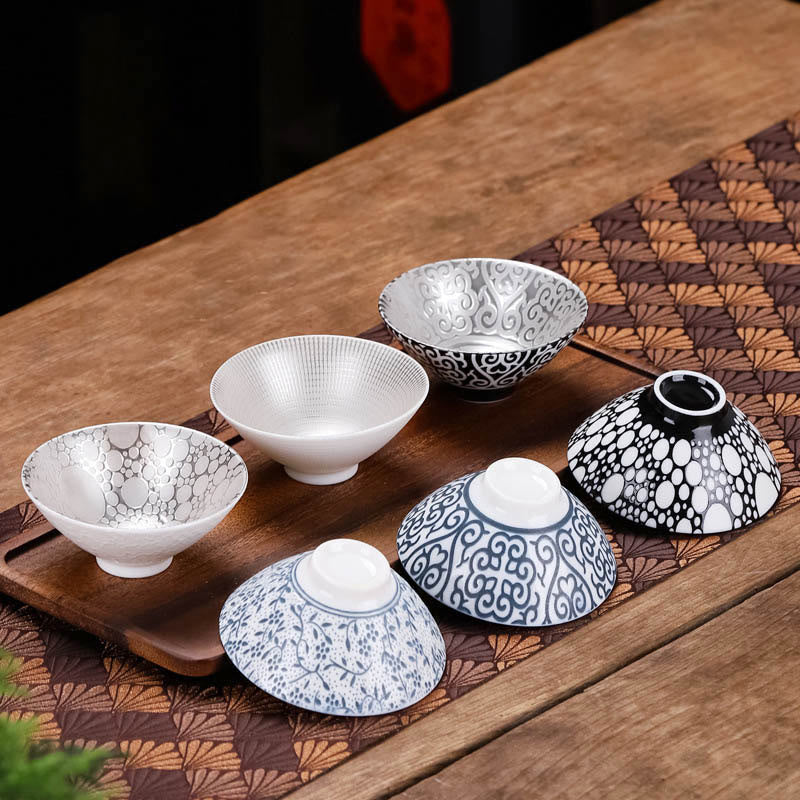 Tibet Pattern Fu Character Ceramic Teacup Kung Fu Tea Cups 55ml