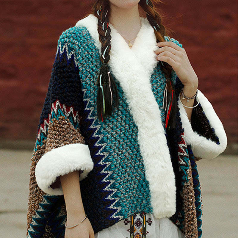Tibetan Multicolored Striped Shawl Winter Cozy Travel Scarf Wrap