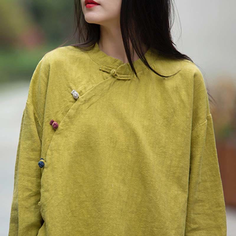Ramie Linen Blouse Women Shirt Top Chinese Hanfu Style Clothing