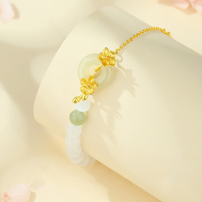 Chrysoberyl Hetian Jade 999 Sterling Silver Love Bracelet