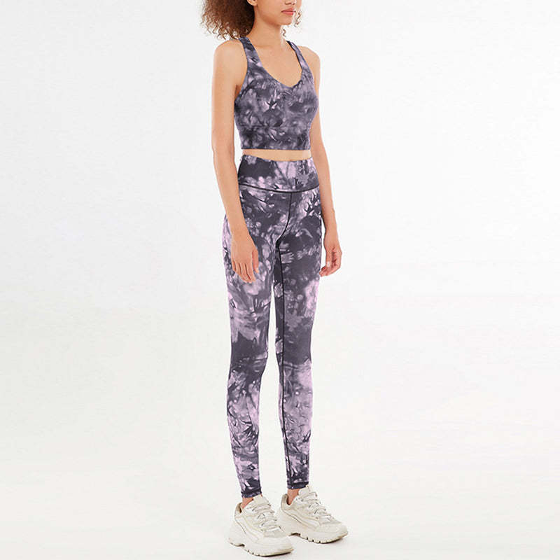 2Pcs Floral Flowers Print Crop Tank Top Pants Sports Gym Outfits Fitness Yoga Women's Yoga Sets