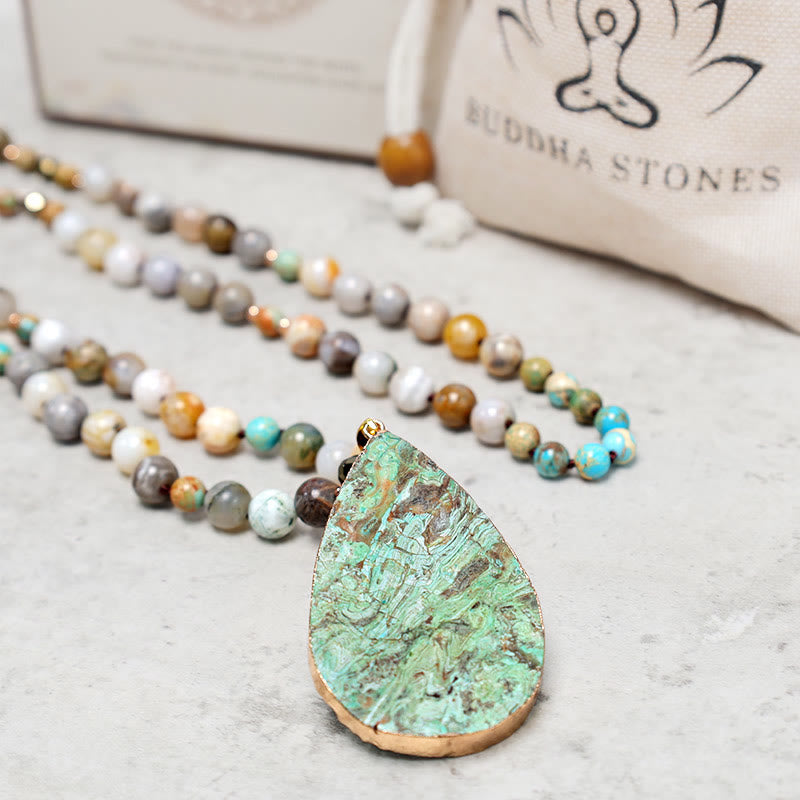 Natural Ocean Picasso Jasper Beaded Healing Neckace