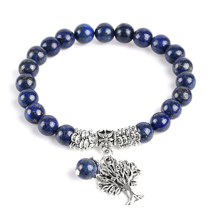 Natural Gemstone Tree of Life Lucky Charm Stretch Bracelet