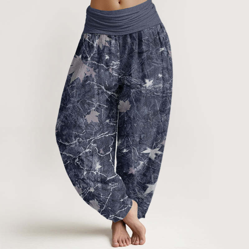Maple Leaf Pattern Women's Elastic Waist Harem Pants