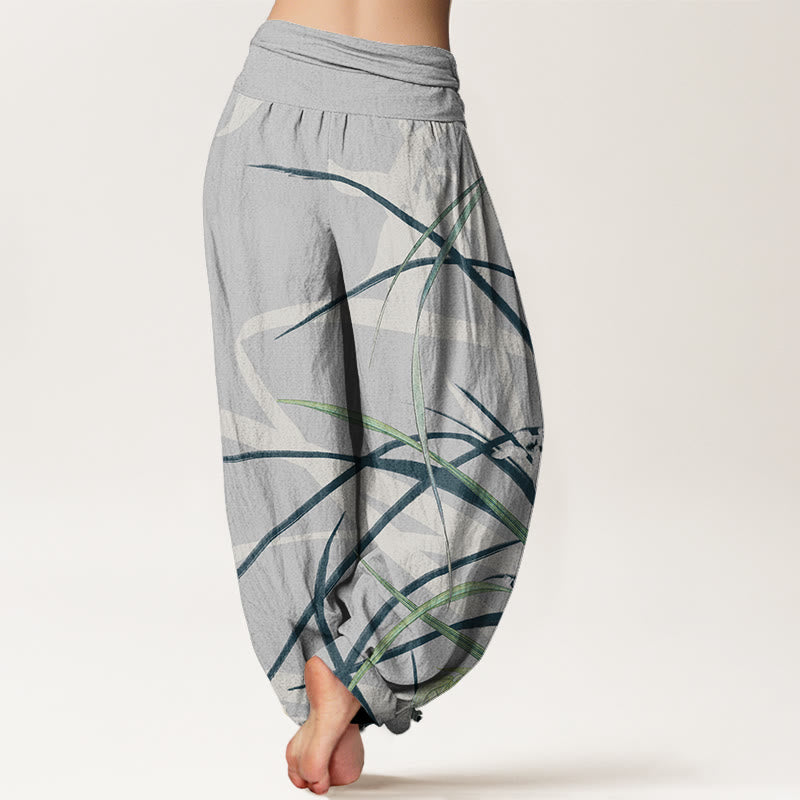 Casual Orchid leaf Butterflies Women's Elastic Waist Harem Pants
