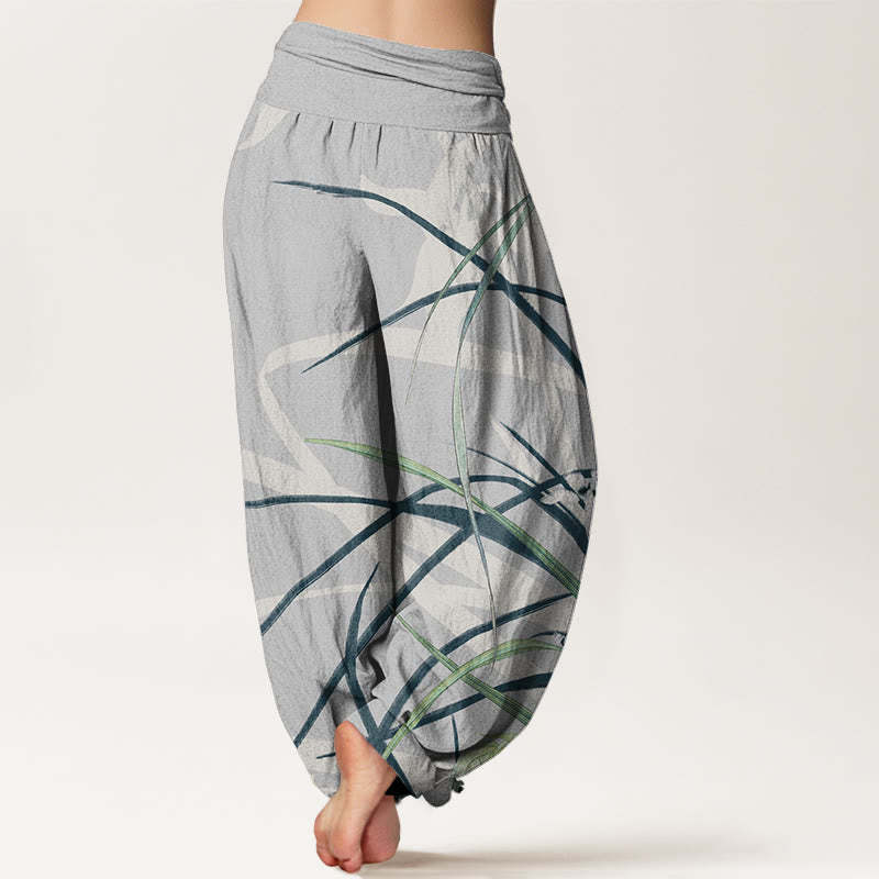 Casual Orchid leaf Butterflies Women's Elastic Waist Harem Pants
